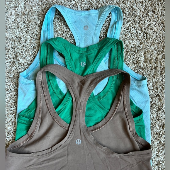 Lululemon Racerback Tank Tops - Blue, Green, Tan - Picture 1 of 6